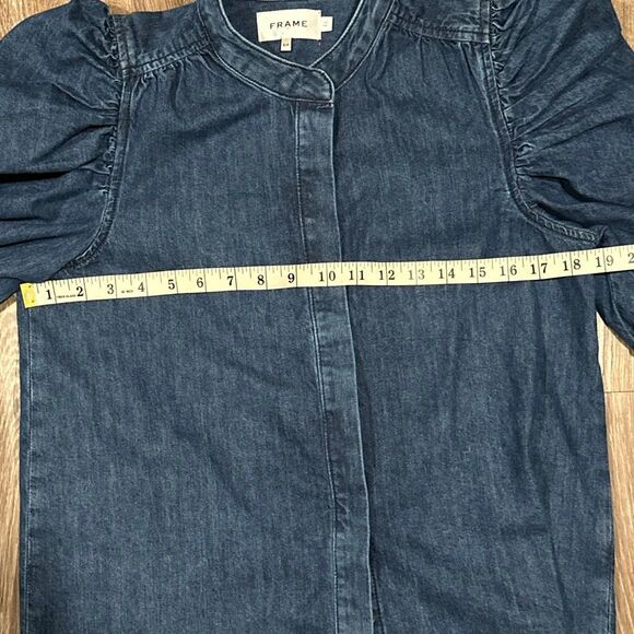 Frame denim ruched puff sleeve top Gillian S - Picture 8 of 9